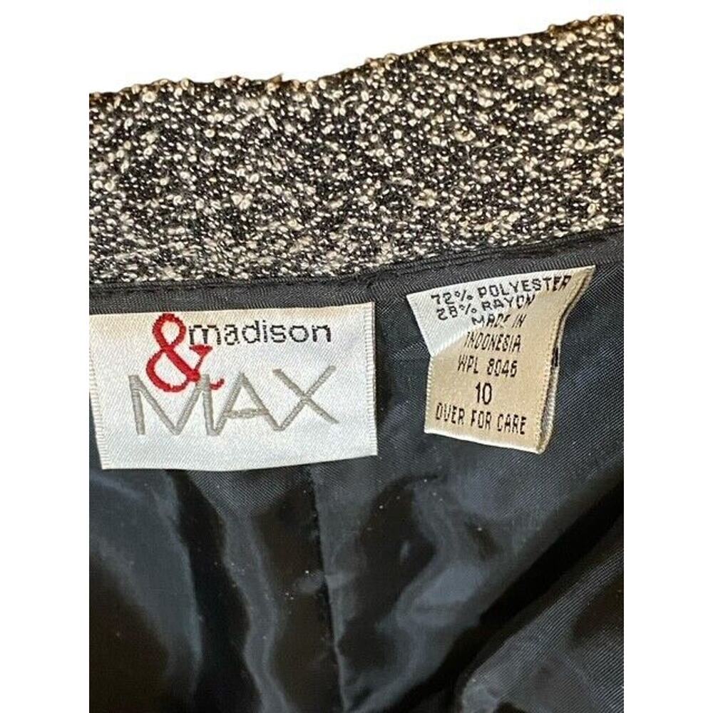 Madison & Max Women's Suit Long Jacket 12 Pants 10 Black White Speckle Lined - Picture 9 of 9